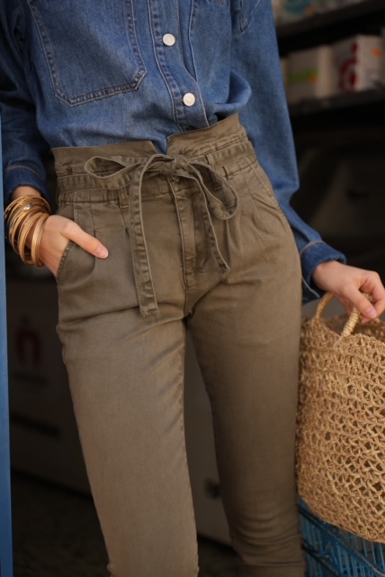 Pantalon Paper Bag kaki – Image 2