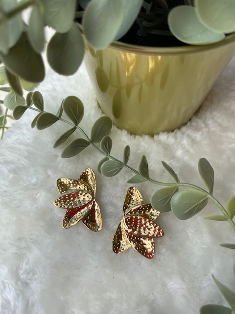 Boucles d'oreilles demies feuilles acier inoxydable