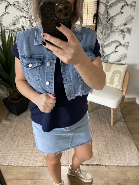 Veste en jean courte sans manches – Image 3