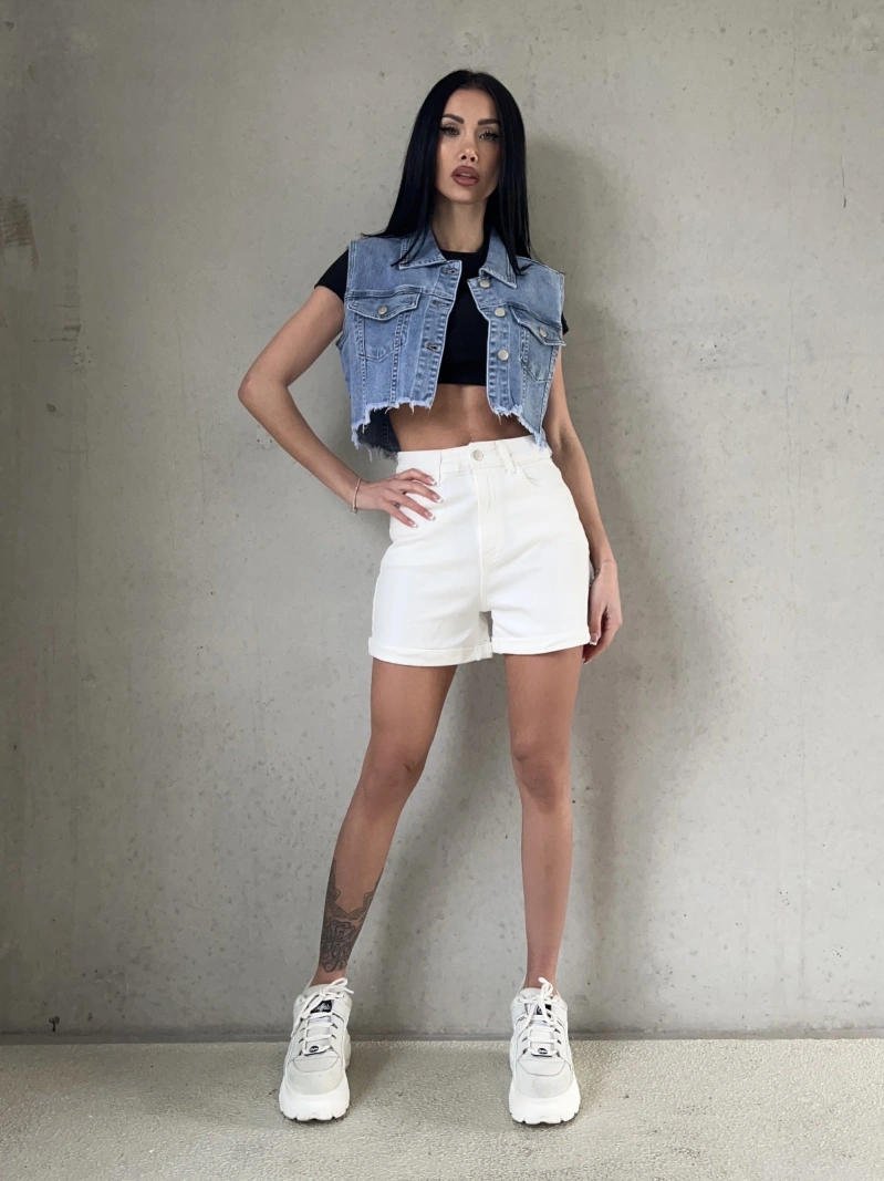 Veste en jean courte sans manches – Image 2