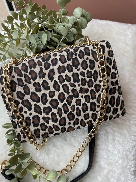 Sac bandoulière léopard chaîne dorée – Image 3