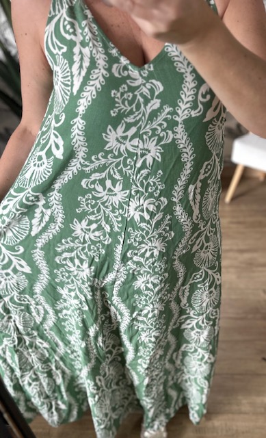 Robe longue verte imprimé floral – Image 3