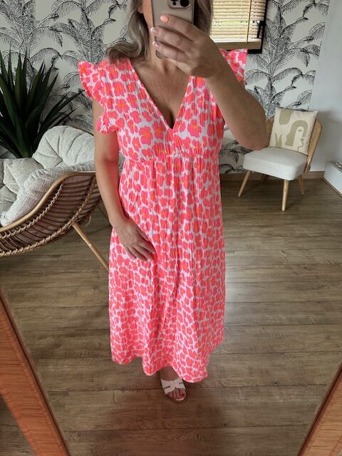 Robe longue été imprimé fluo femme