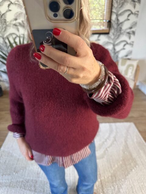 Pull bordeaux femme