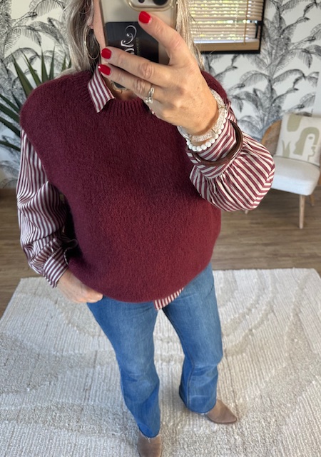 Pull sans manches bordeaux