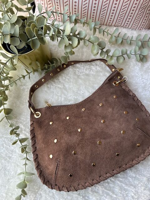 Sac à main en daim taupe