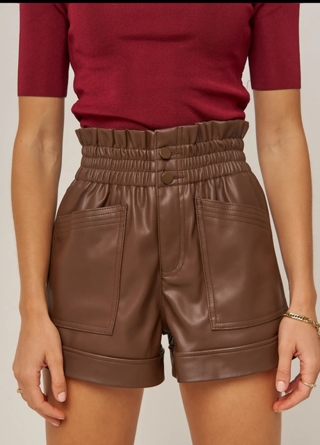 Short simili cuir marron femme – Image 3