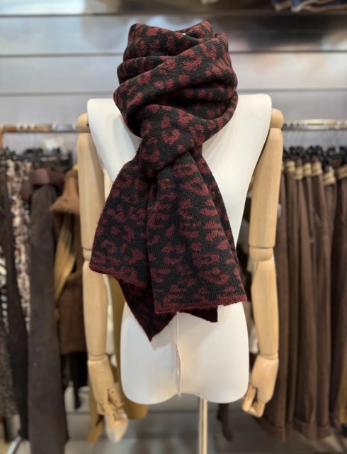 Echarpe léopard femme bordeaux