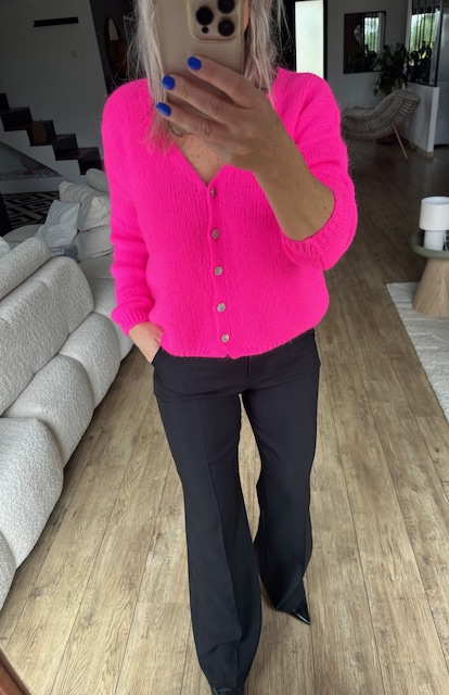 Gilet Tout Doux Manches Longues rose fluo – Image 4