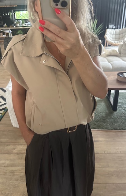 Veste sans manches beige
