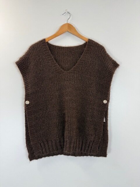 Pull sans manches marron chocolat – Image 3